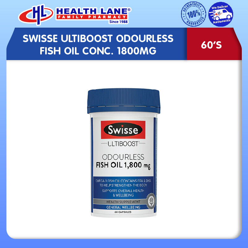 SWISSE ULTIBOOST ODOURLESS MINYAK IKAN CONC. 1800MG (60'S)